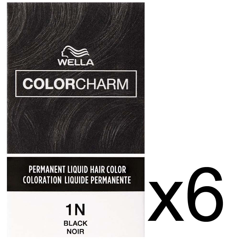 Wella Color Charm Permanent Liquid Hair Dye Black Pack of 6