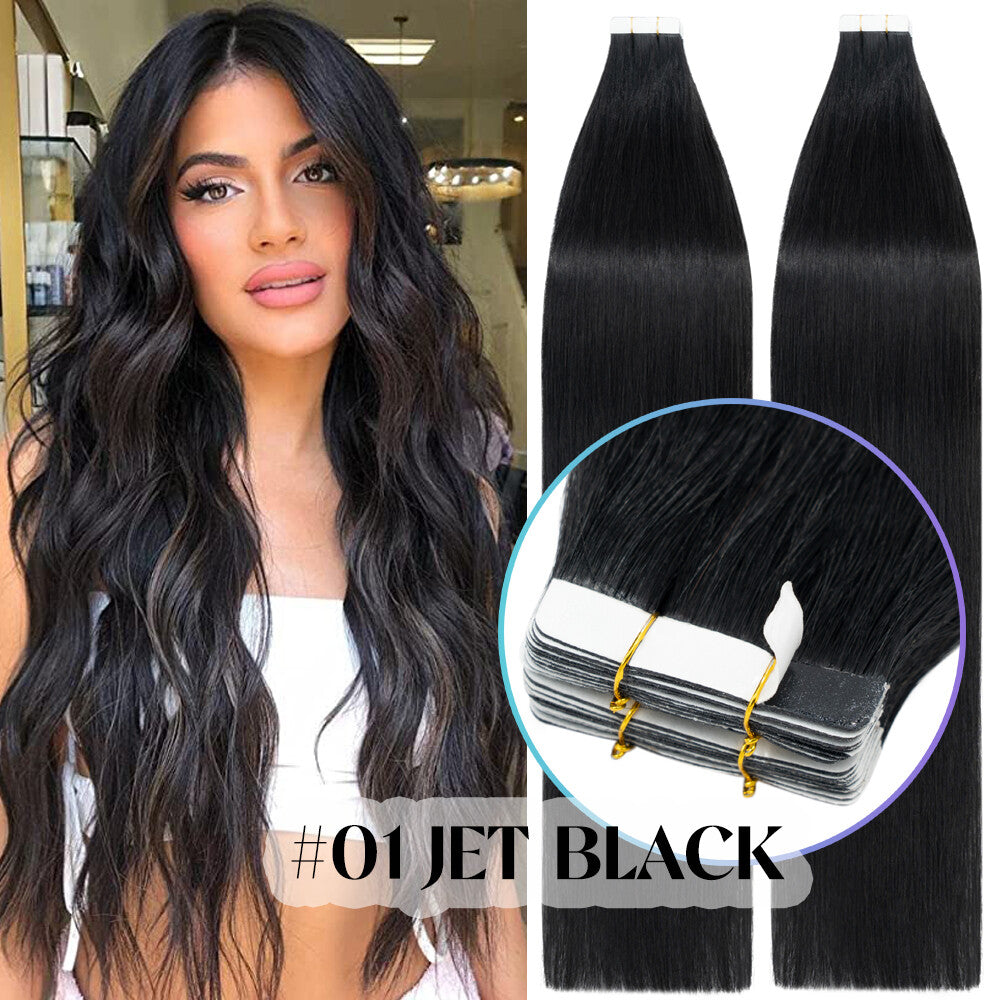 Russian Straight Tape-In Hair Extensions - Thick Remy Human Hair, 150g, All Colors & Lengths