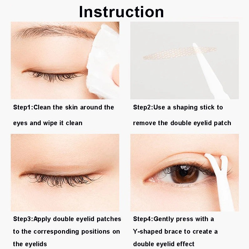 600pcs Double Eyelid Tape Strips Mesh Eye Lift Stickers with Application Fork