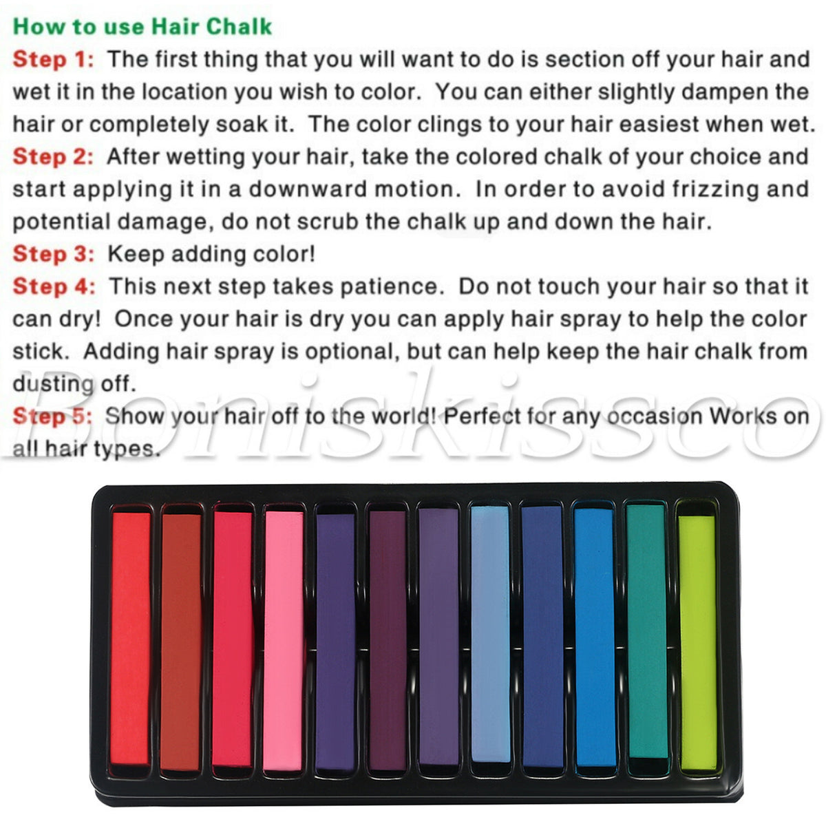 12 Color Washable Hair Chalk Set Temporary Hair Dye for Parties & Cosplay