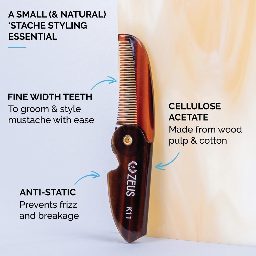 Cellulose Acetate Mustache Comb Set - Portable Grooming Essentials