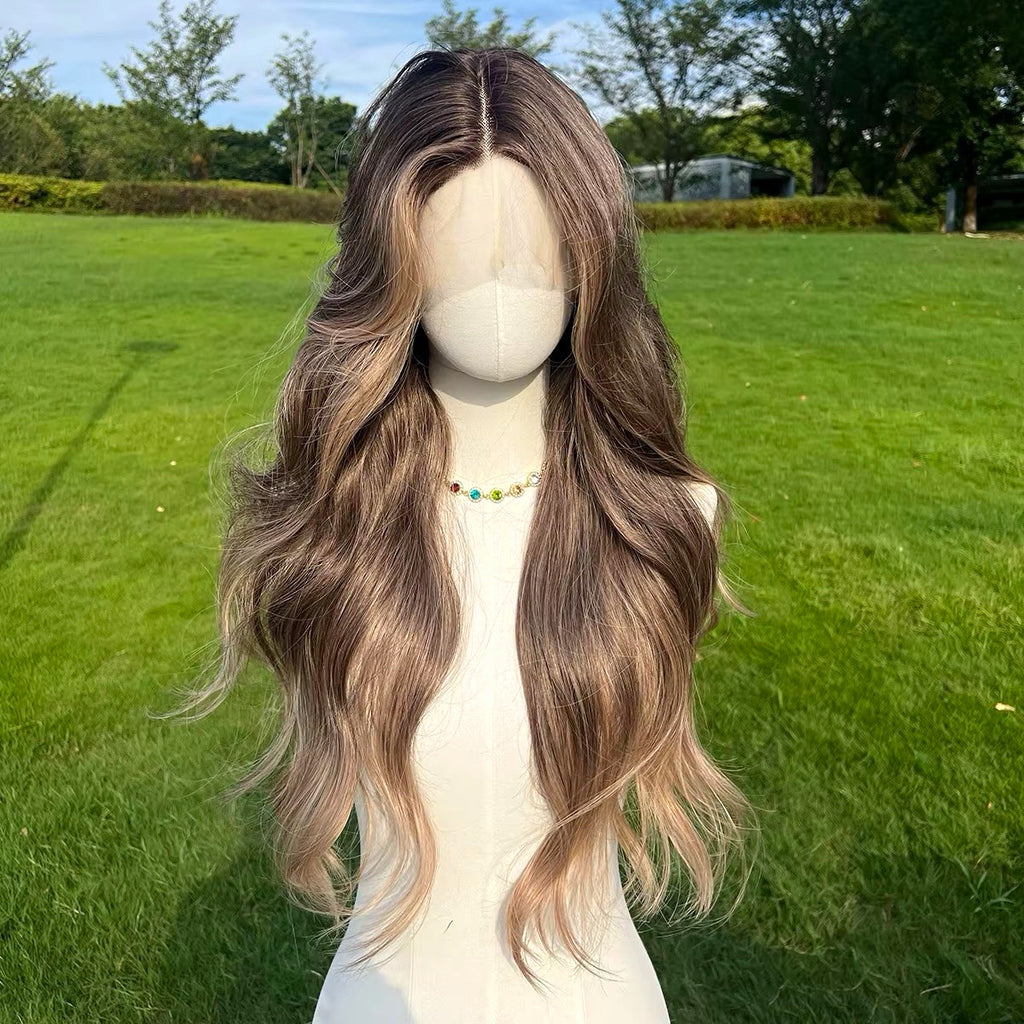 Long Wavy 24 Inch Lace Front Wigs for Women Middle Part Blonde Ends Dark Light Brown