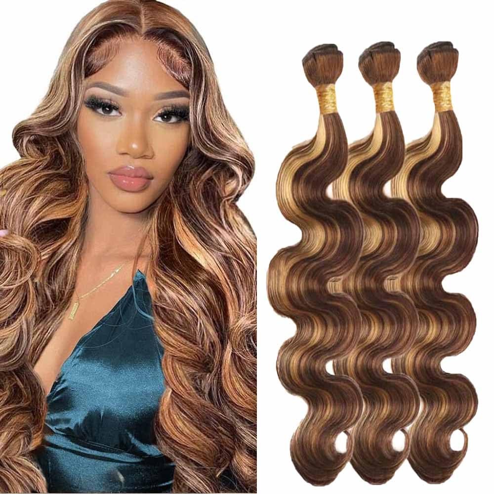 Human Hair Body Wave Highlight Blonde Bundles 28-32 Inch 3-Pack