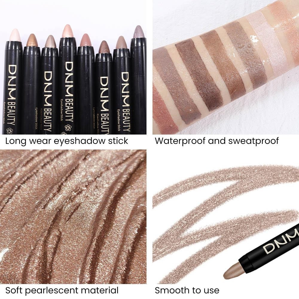 Kaely 8-Piece Cream Eyeshadow Stick Set Waterproof & Long-Lasting