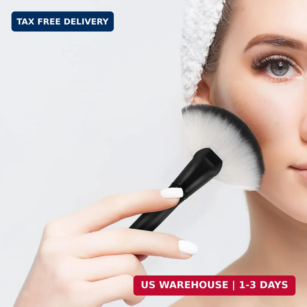 2 Pack Fluffy Fan Makeup Brushes for Face Blush Highlighting Soft Bristle