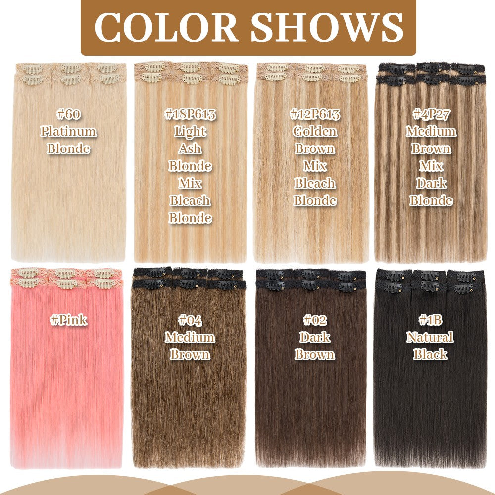 Clip-In Hair Extensions 100% Remy Human Hair - Multiple Colors & Lengths