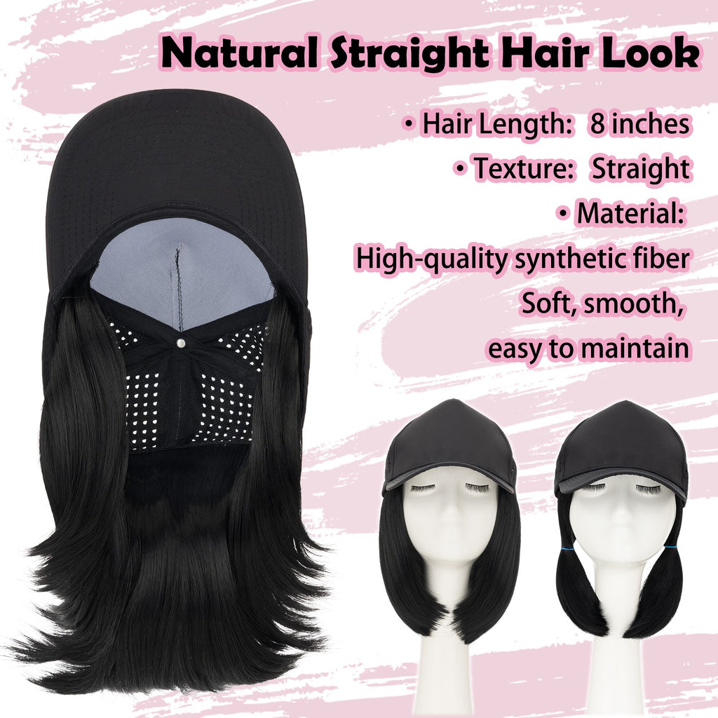 Quick Dry Baseball Cap with Attached Synthetic Hair for Women - Casual Summer Style