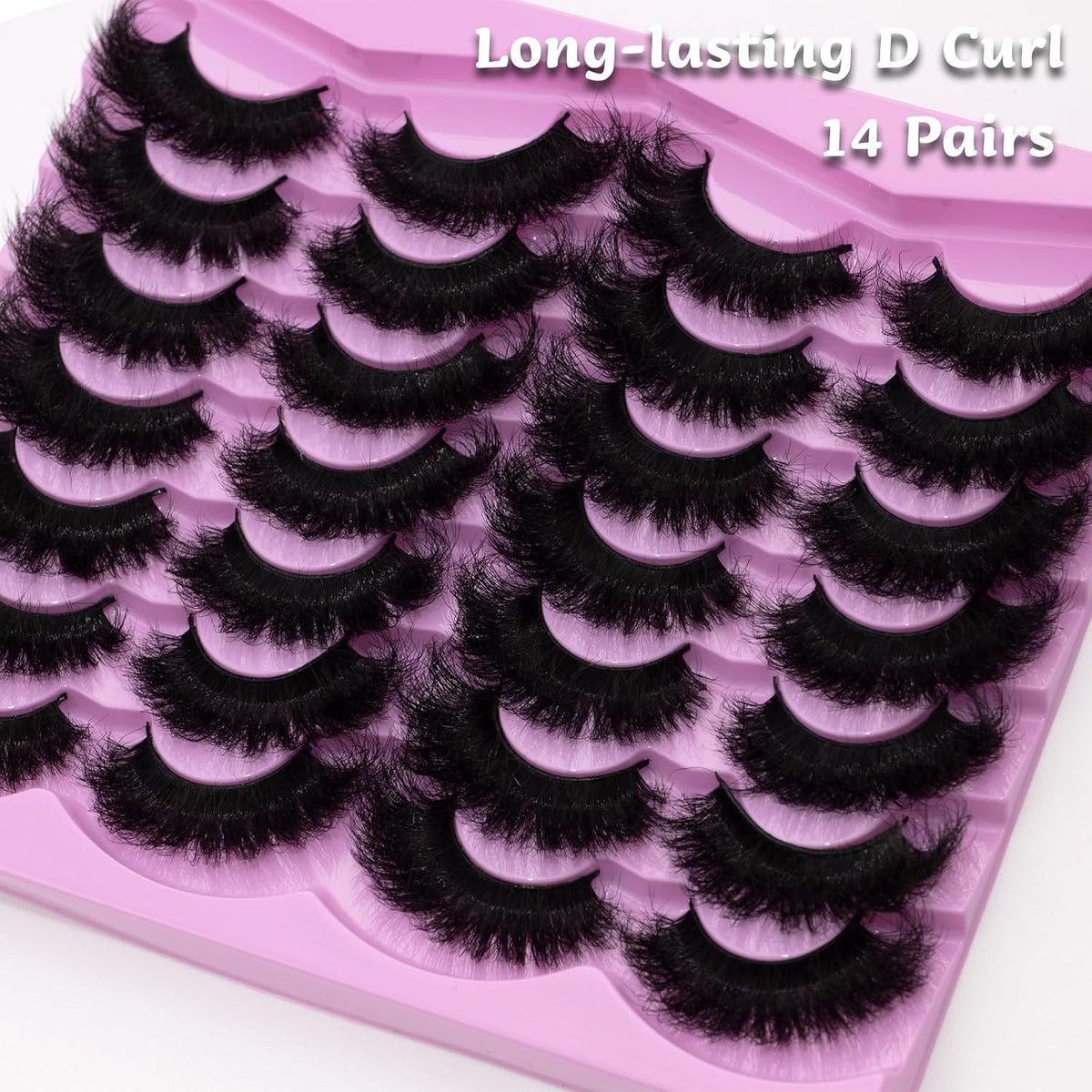 Fluffy 20mm Volume False Eyelashes - Cat Eye Strip Lashes, D Curl, 14 Pairs