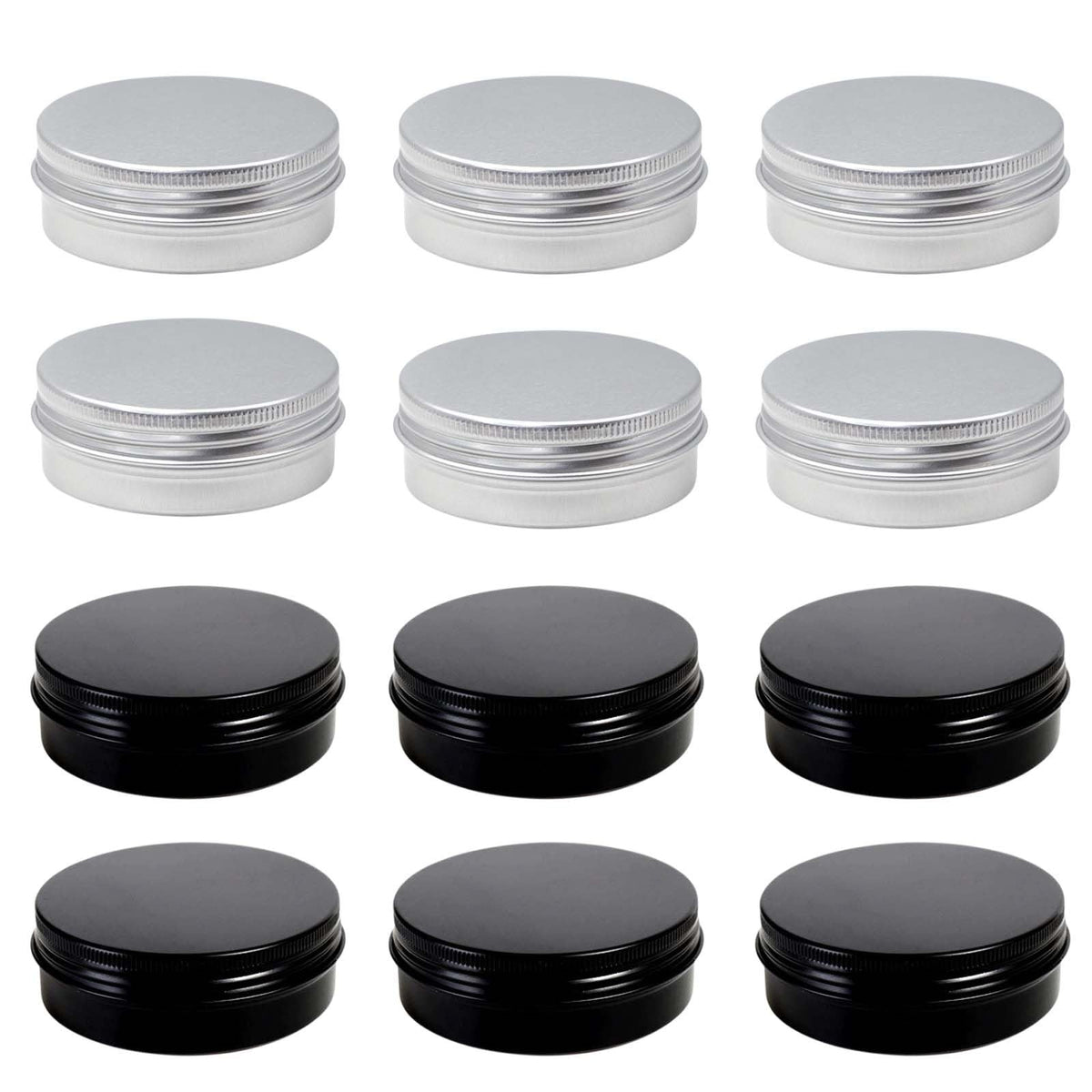 12-Pack 2oz Refillable Aluminum Lip Balm & Cosmetic Tins with Screw Lids