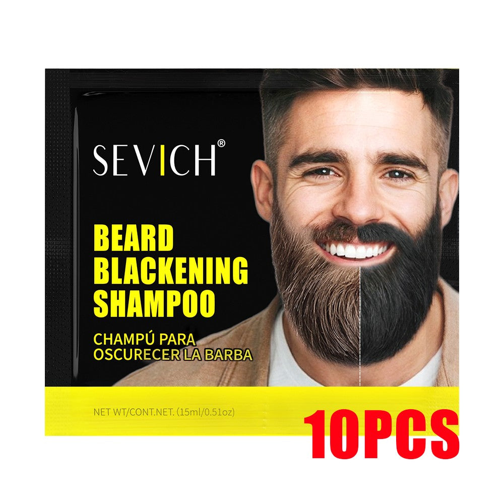 Men's 2-in-1 Beard & Hair Color Shampoo - Natural Black Dye, Permanent, 200ML