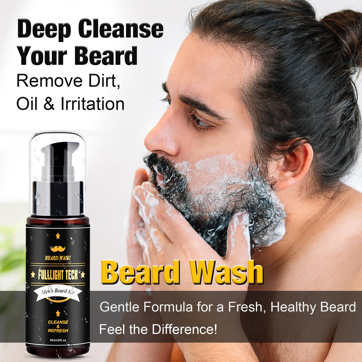Men's Beard Care Kit with 3 Scented Oils, Grooming Gift Set for Dad & Husband