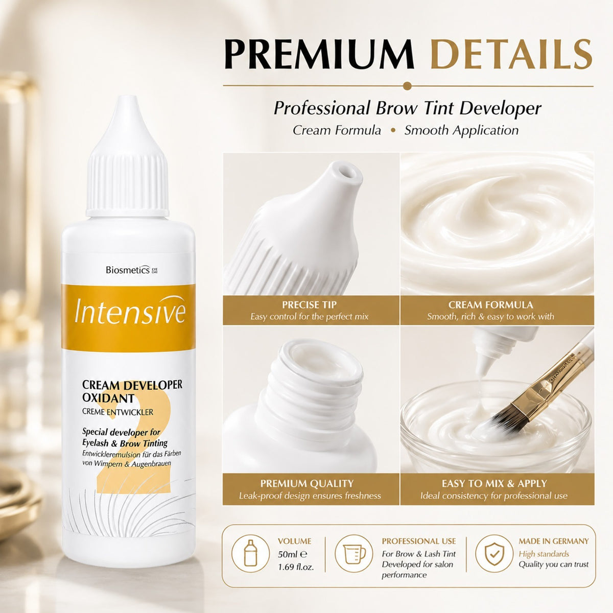 Eyelash & Eyebrow Tint Kit with Cream Developer - Natural & Long-Lasting Color