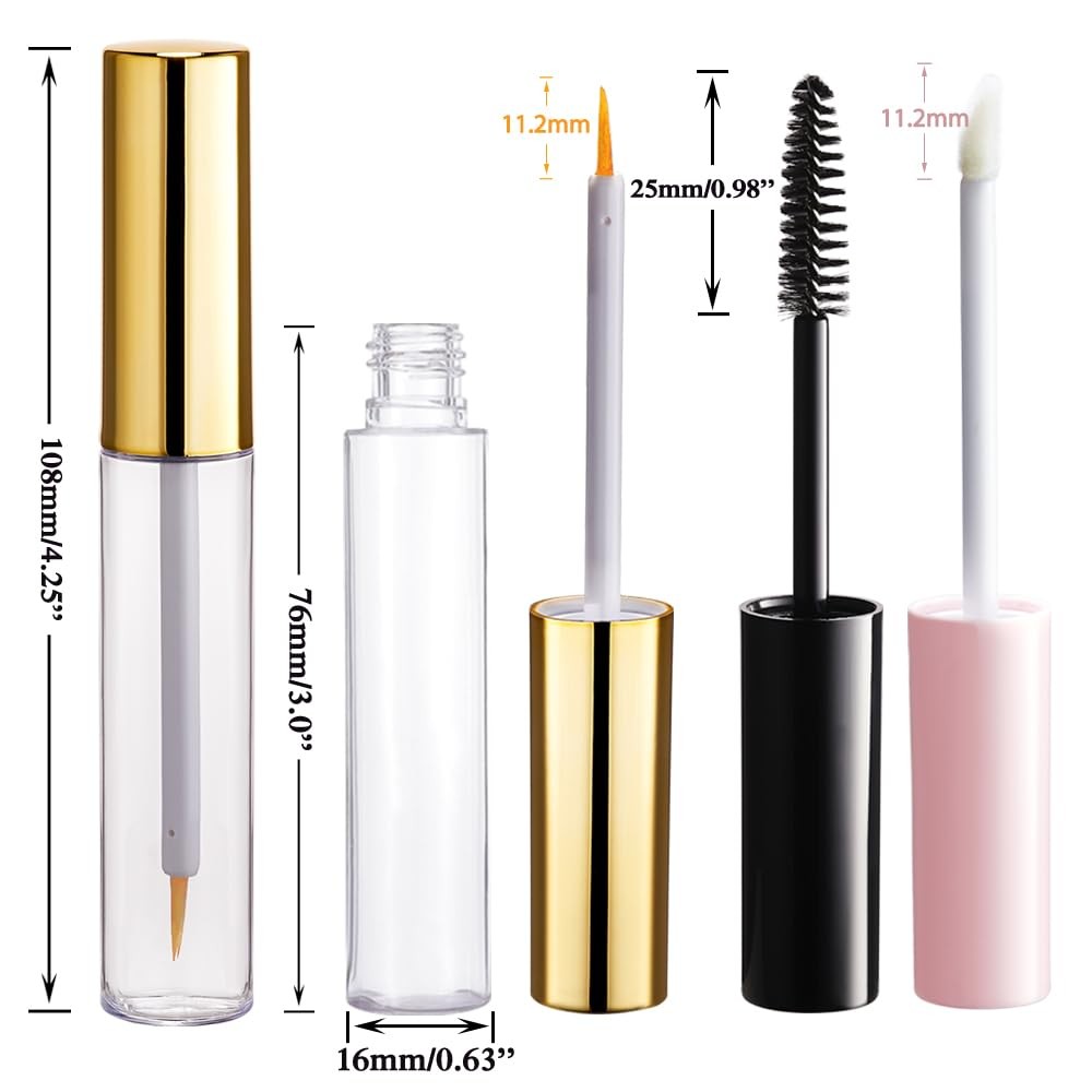 3-Pack Refillable Cosmetic Tubes with Wand - 10ml Travel Lip Gloss & Mascara Containers