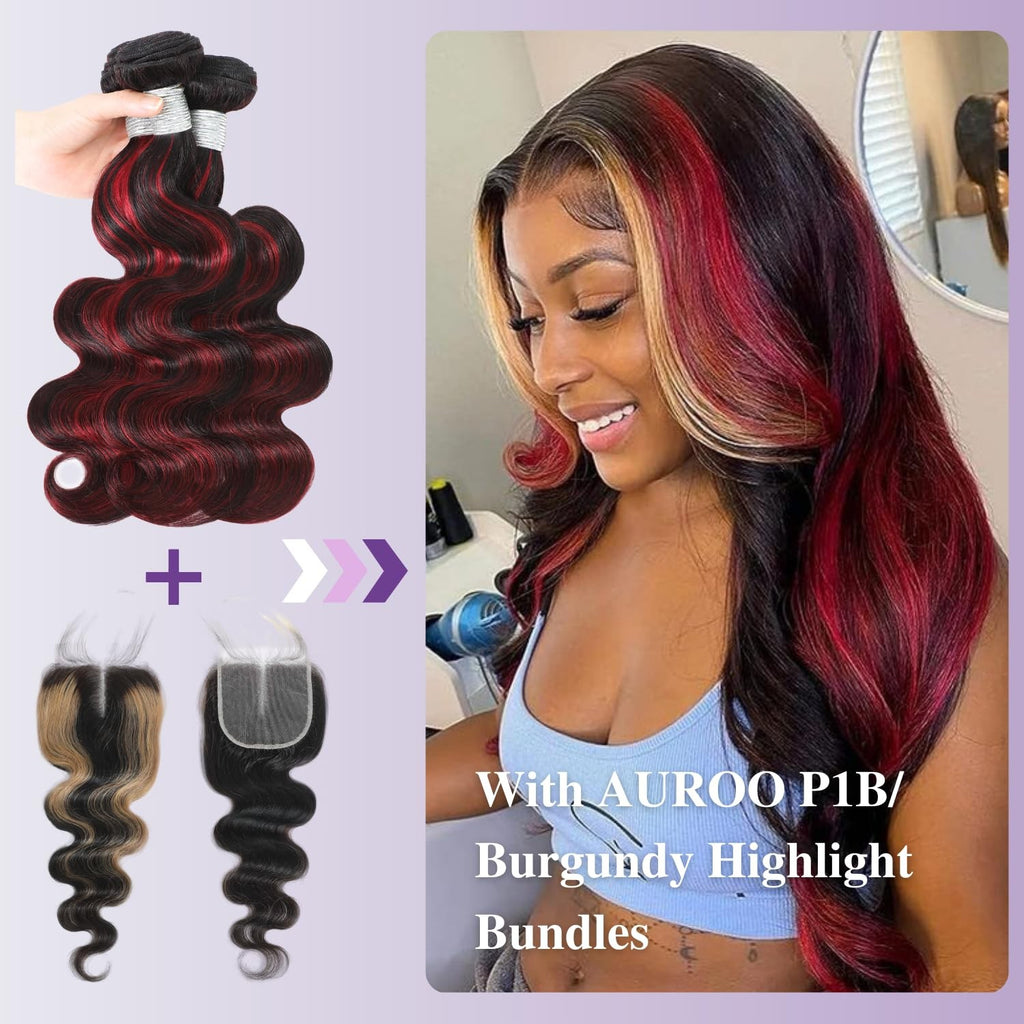 AUROO #27 Skunk Stripe Lace Closure 14 Inch Human Hair Wig 150% Density