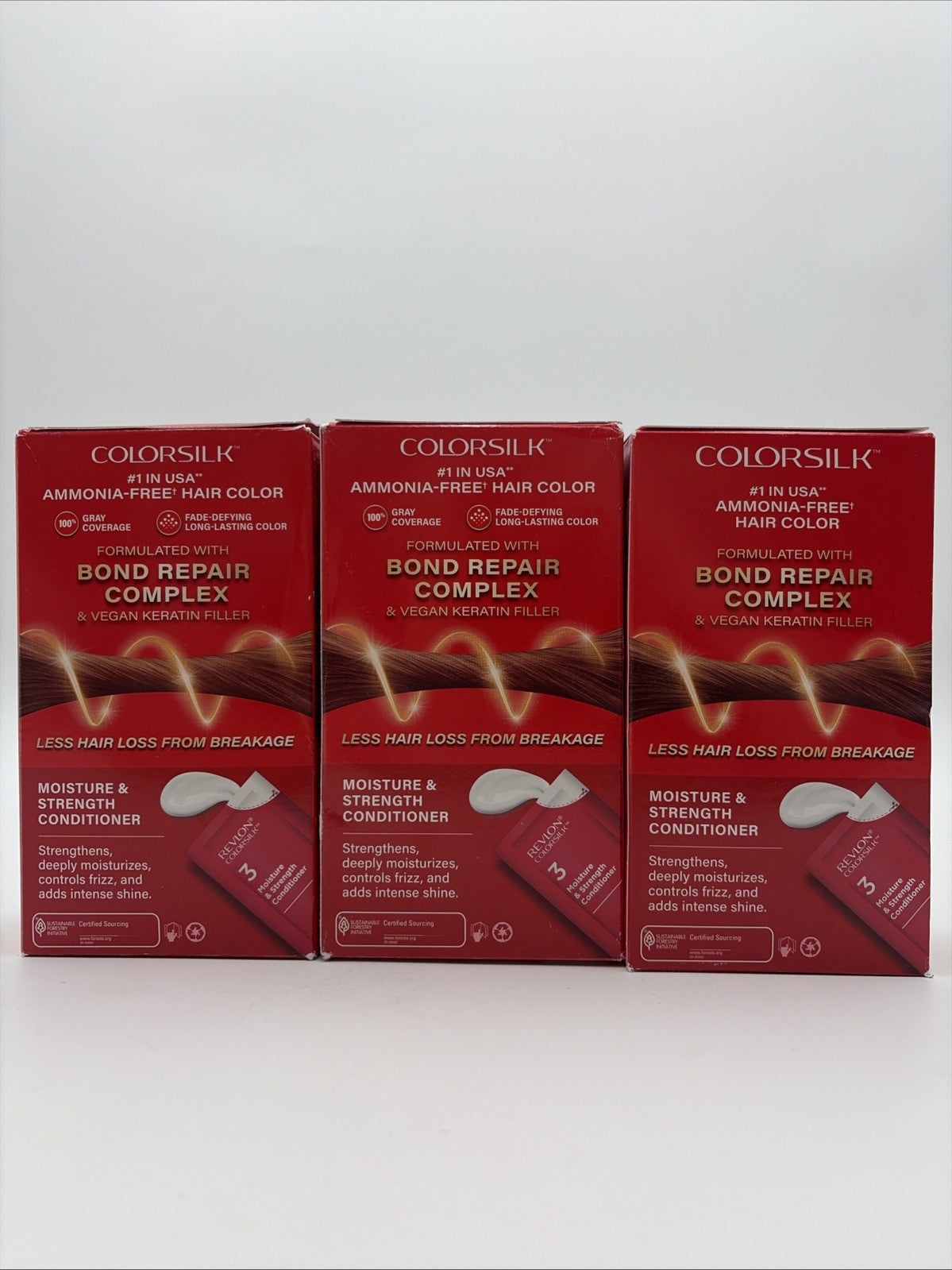 Revlon ColorSilk Beautiful Color Hair Dye 55 Light Reddish Brown Pack of 3