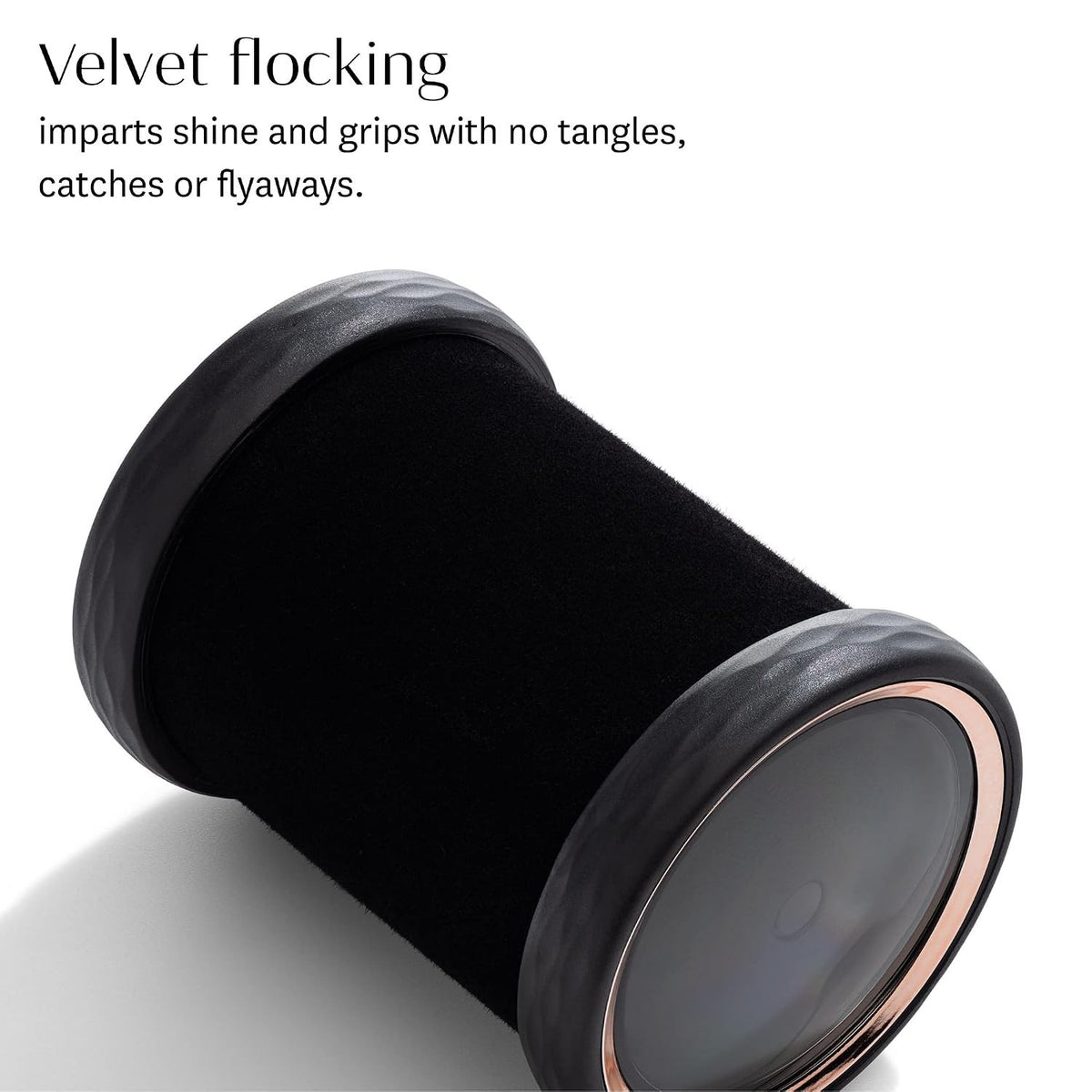 Volumizing Hair Hot Rollers Set - Black Velvet Flocking, Cool Grip, 2 Pieces