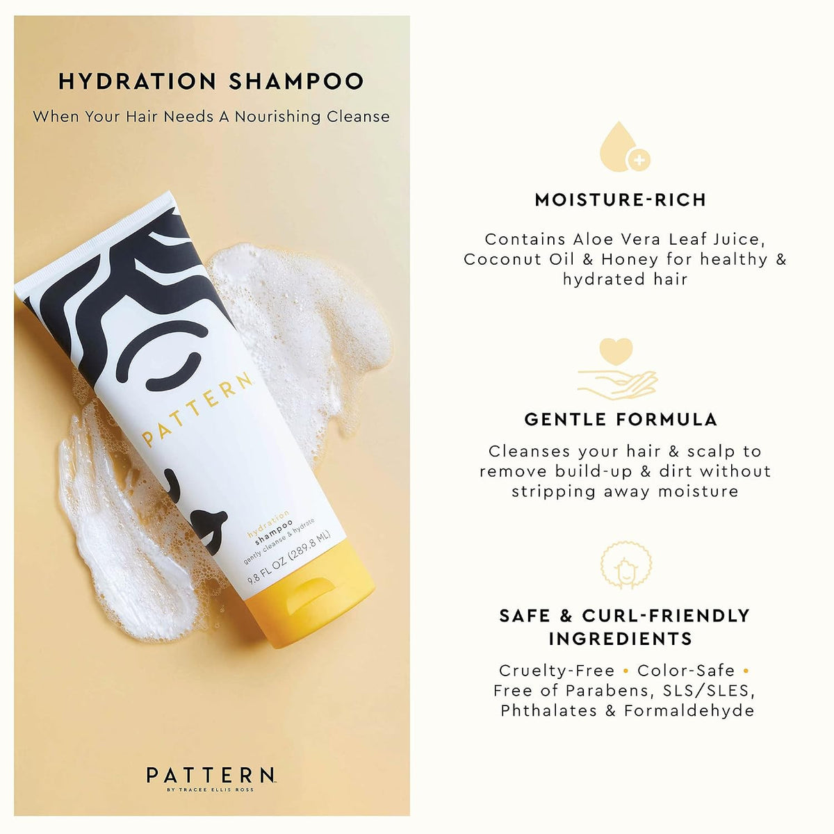 Hydration Shampoo for Curly Hair with Honey Aloe Vera Biotin - 16oz