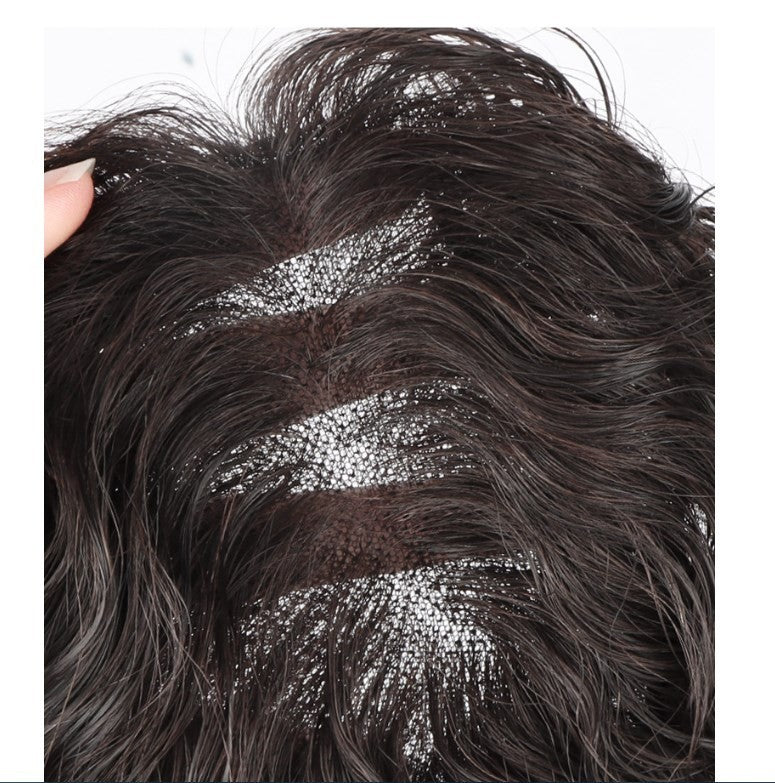 10-Inch Human Hair Clip-In Wavy Curly Hair Topper for Women