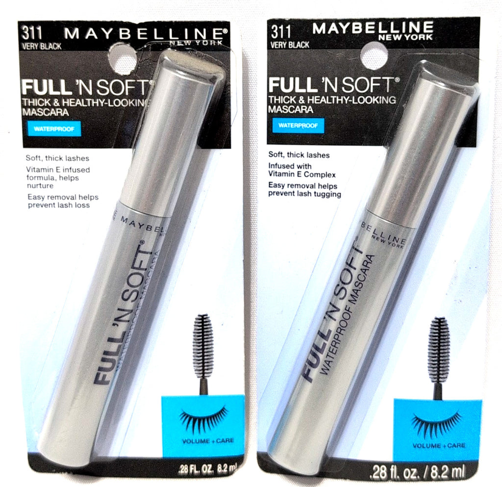 Maybelline Full 'N Soft Waterproof Mascara 311 Very Black, 2 Pack 0.28 oz
