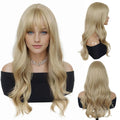 Light Blonde Wavy Cosplay Wig with Bangs for Halloween Synthetic Hair