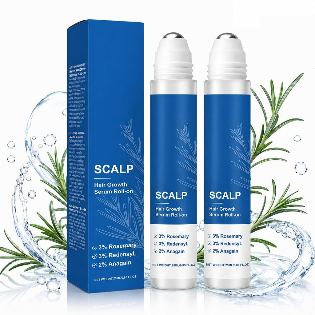 Hair Growth Serum Roll-On for Thicker Hair & Scalp - 2 Pack 0.85 Fl Oz