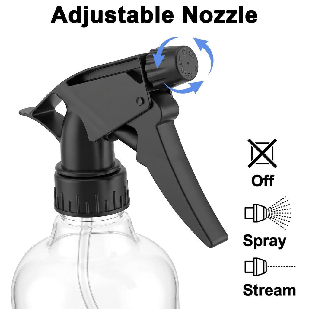 12 Pack 8 oz Empty Plastic Spray Bottles with Adjustable Trigger