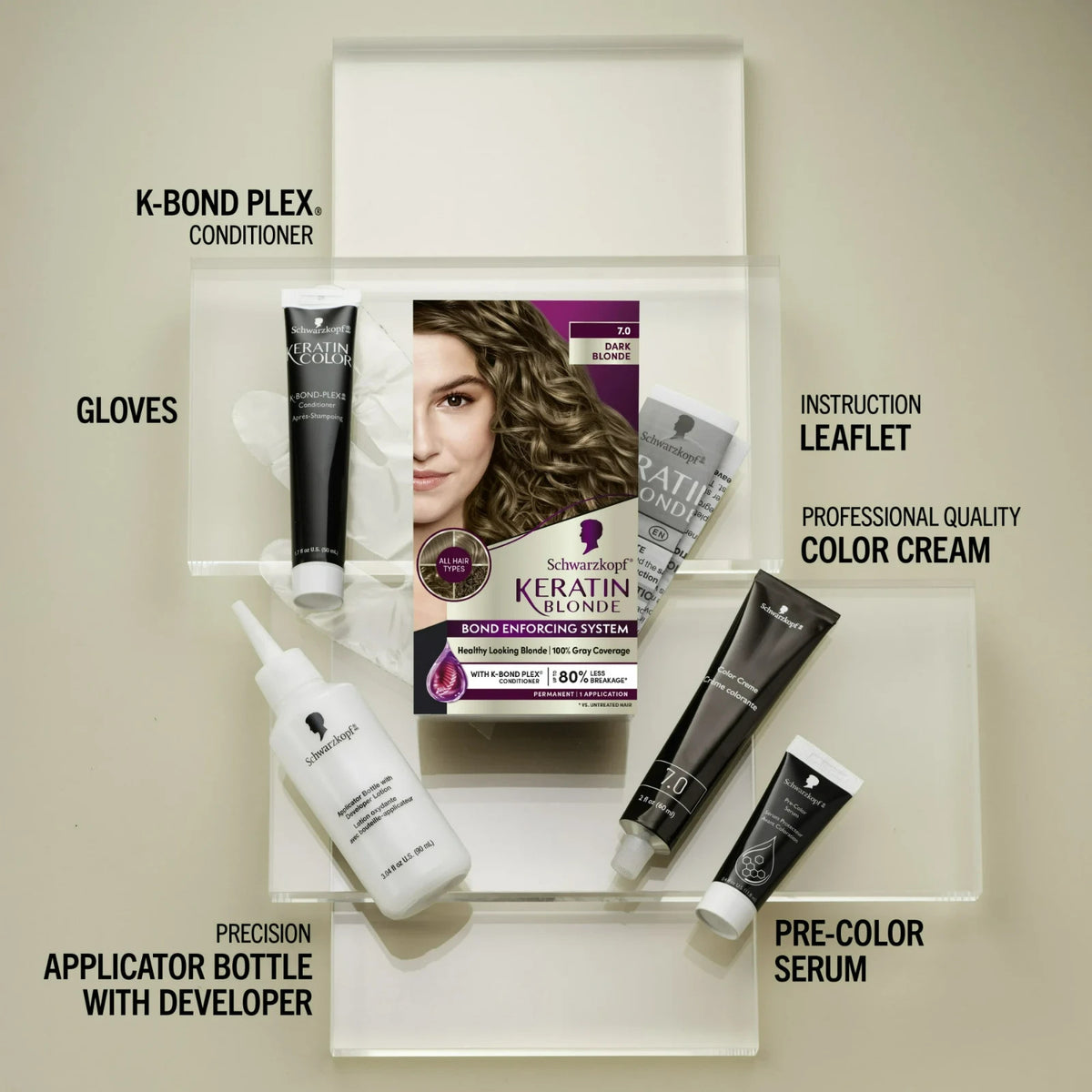 Dark Blonde Hair Dye Kit - Permanent Hair Color with Keratin & Apricot Oil