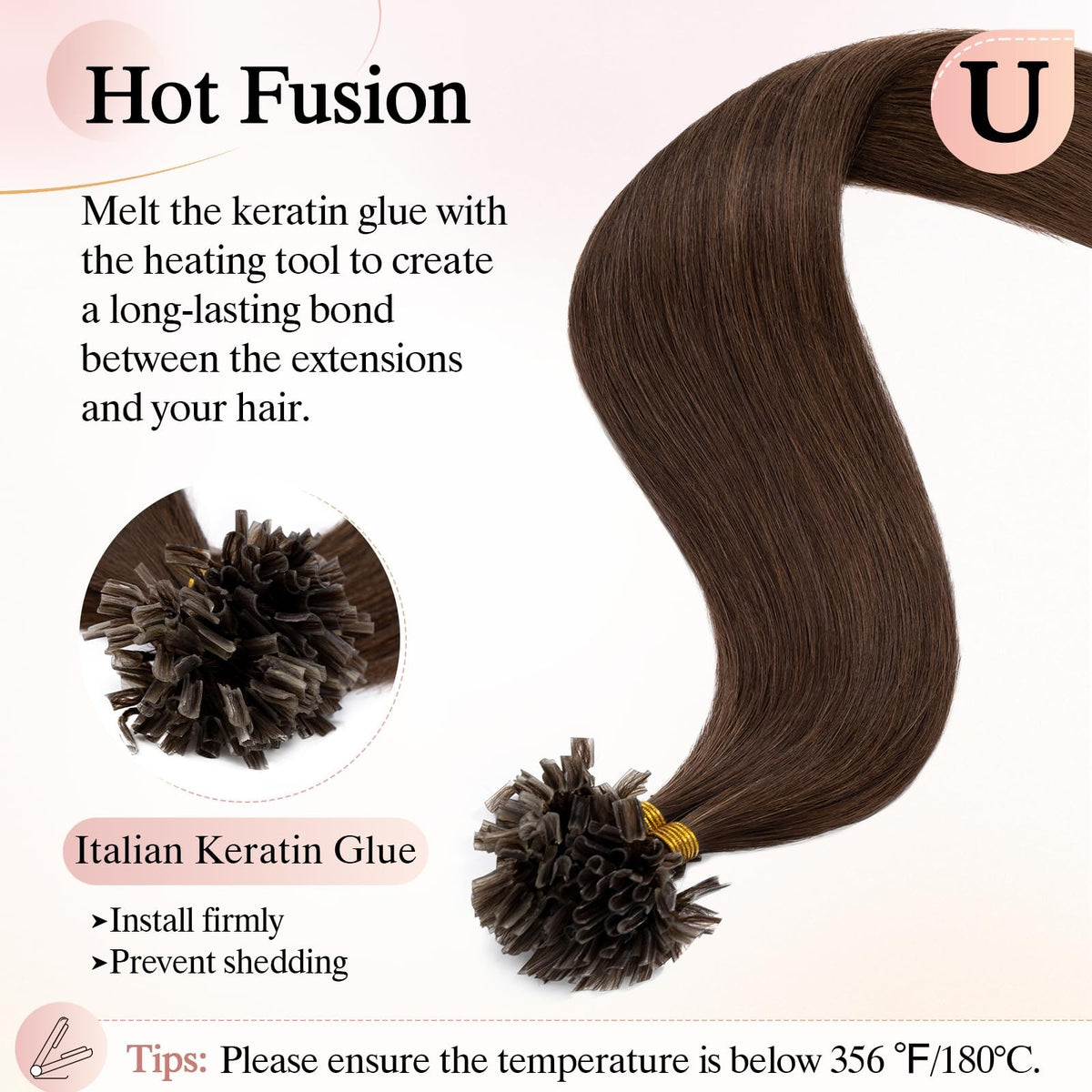 U Tip Hair Extensions Human Hair Pre Bonded Keratin Fusion