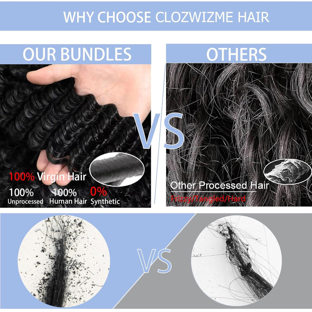 28 Inch Deep Wave Human Hair Bundles Wet and Wavy - Natural Brazilian Hair for Women