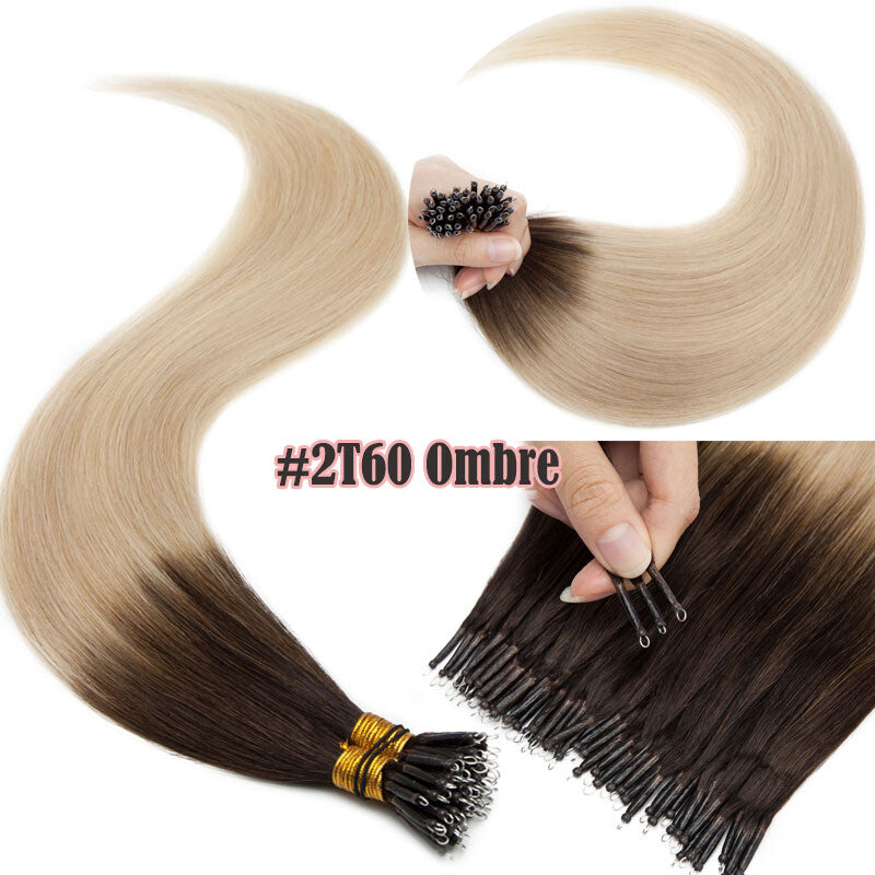 150g Thick Nano Ring Human Hair Extensions with Micro Beads for Ombre Styles