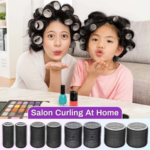 Hair Curlers Set with 24 Self-Grip Rollers & Clips for Voluminous Waves