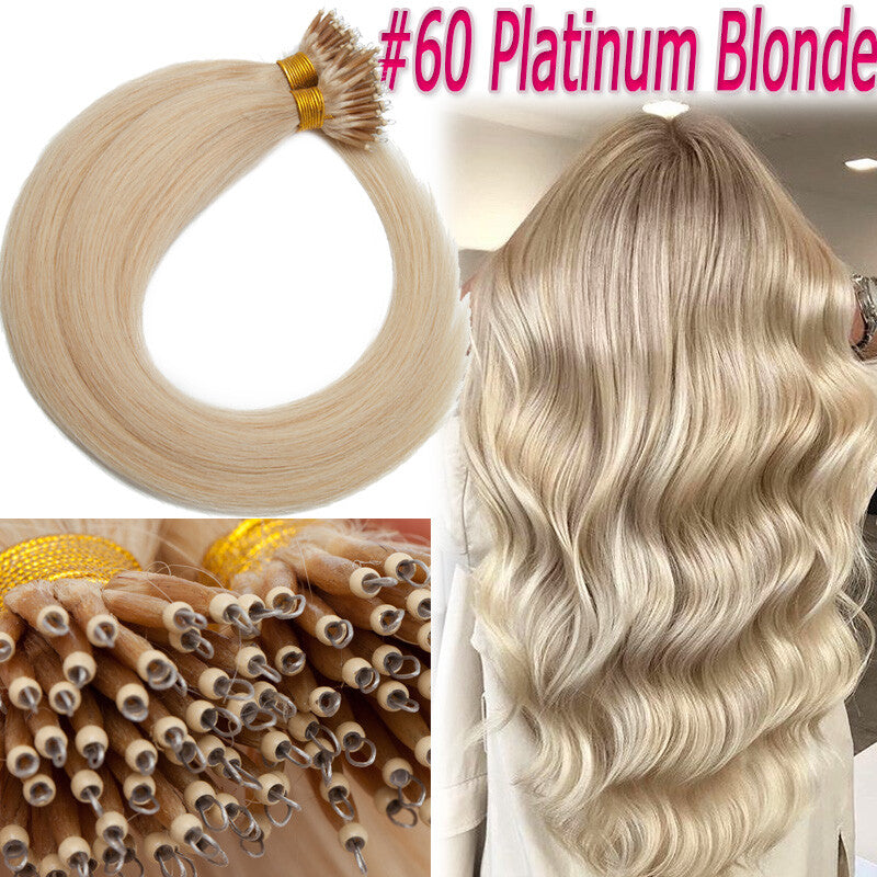 Thick Nano Ring Hair Extensions - Micro Link Bead Tips, Remy Human Hair