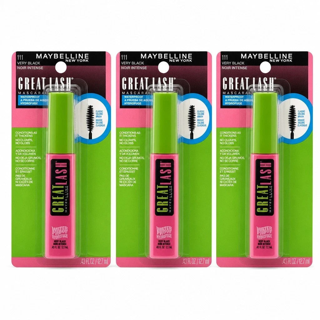3 Pack Waterproof Black Mascara for Length & Volume - Hypoallergenic