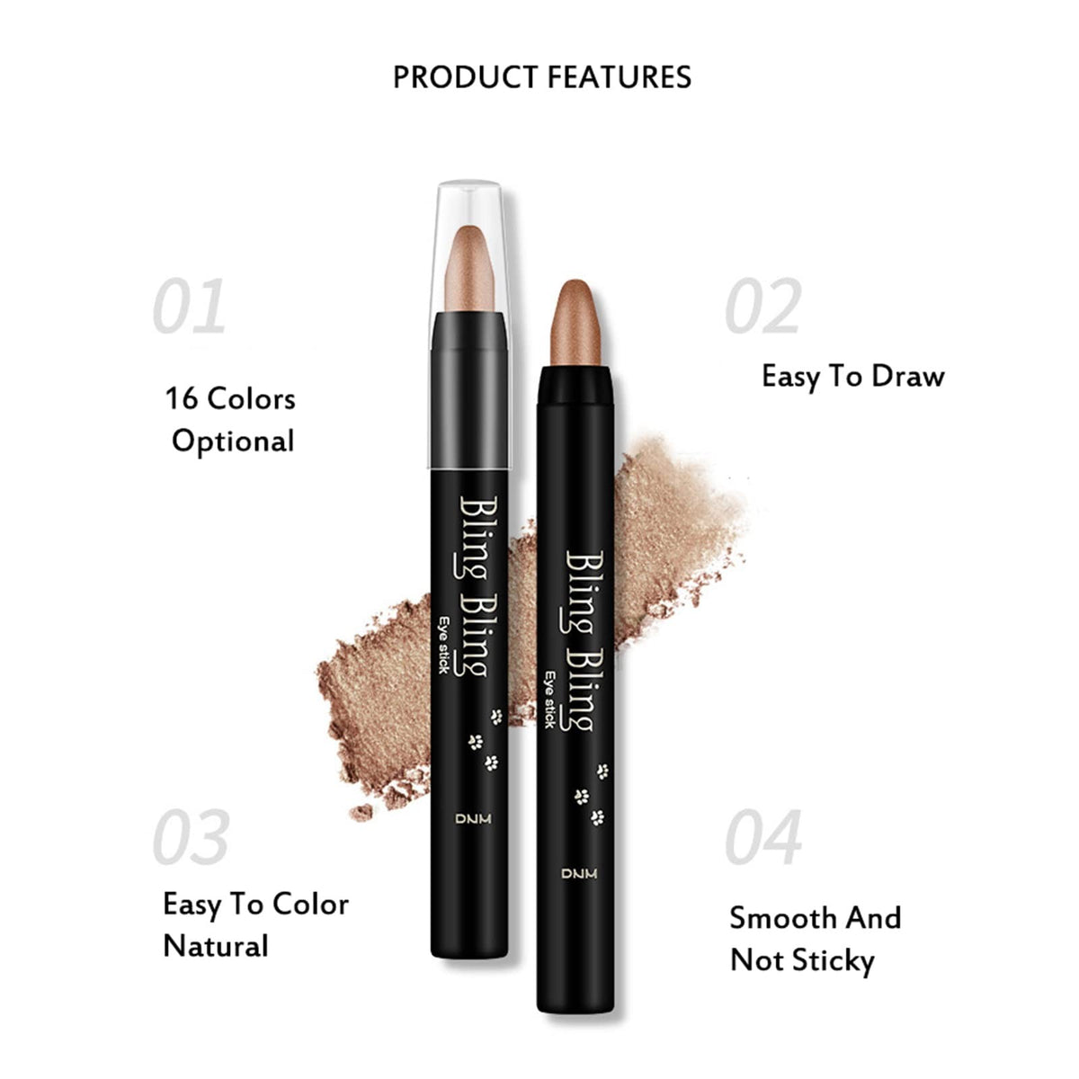 Joyeee Multichrome Eyeshadow Sticks Set – 16 Colour Waterproof Glitter Eye Makeup