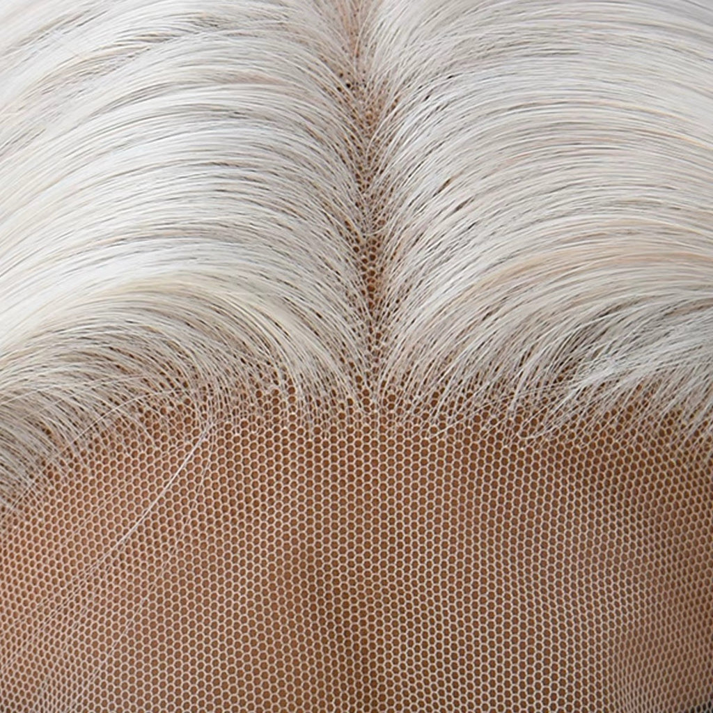Long Wavy 30 Inch High Heat Resistant Lace Front Wig - Platinum Blonde Gray