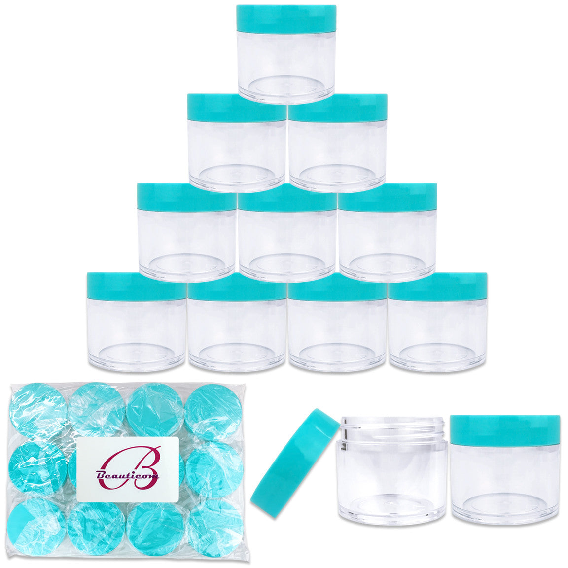 12 Pack 1oz Acrylic Plastic Jars BPA Free Sample Containers for Cosmetics & Food