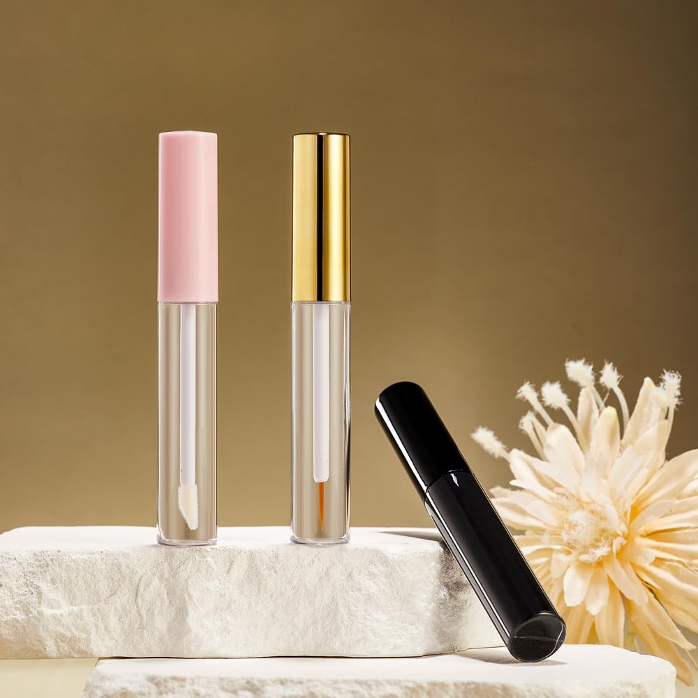 3-Pack Refillable Cosmetic Tubes with Wand - 10ml Travel Lip Gloss & Mascara Containers