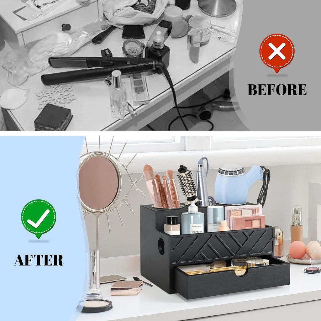 Hair Tool Organizer with Drawer and Wall Mount for Bathroom & Vanity