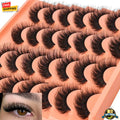 14 Pairs Natural Faux Mink Lashes - Thick Fluffy Cat Eye Extension Look