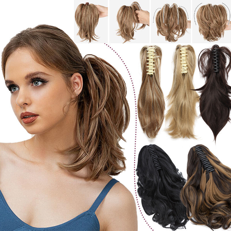 Short Claw Clip-In Ponytail Extension - Curly & Bendable 12 Inch Hair Accessory