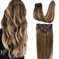Clip-in Hair Extensions for Women, Real Human Hair, 16 Inch Long, 7pcs