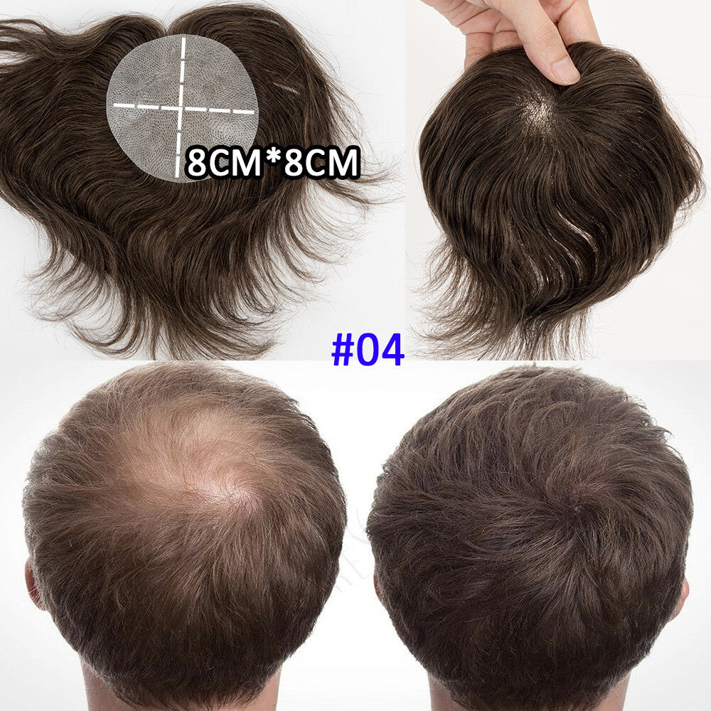 Men's Hair Patch Toupee for Bald Spot Full Skin Base Natural Remy Human Hair