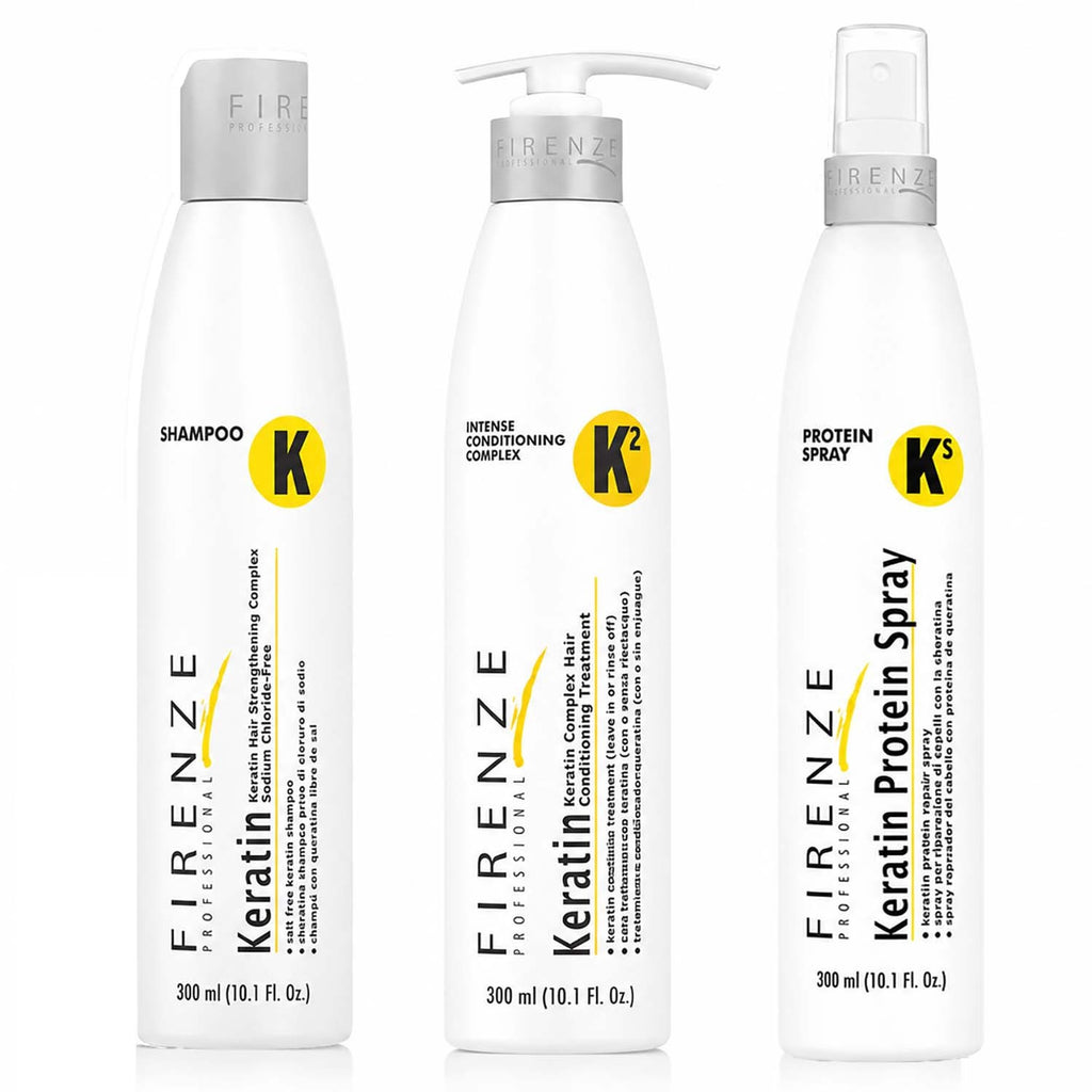 Keratin Shampoo Conditioner & Protein Spray Set for Damaged Hair