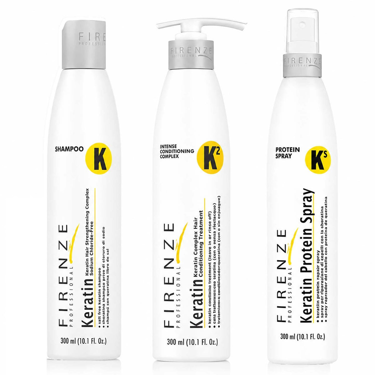Keratin Shampoo Conditioner & Protein Spray Set for Damaged Hair