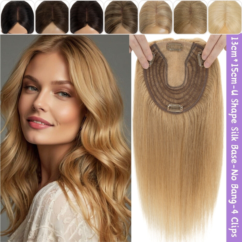 Clip-In Hair Topper for Women - Natural Remy Human Hair Wiglet with Lace/Silk Base
