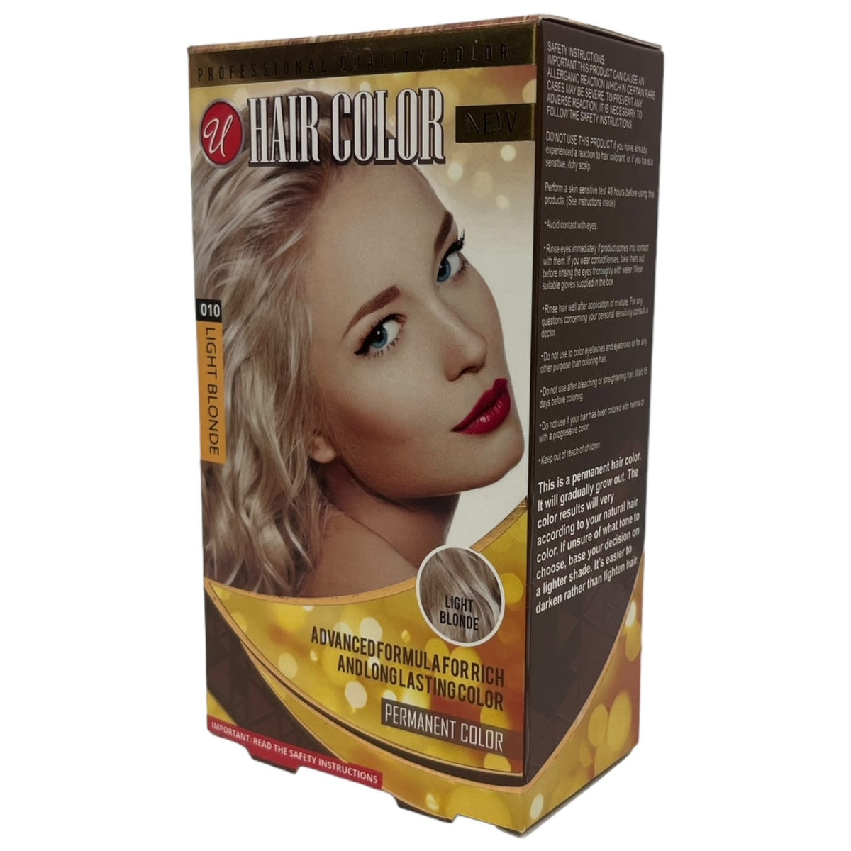 Permanent Hair Color Kit - Light Blonde #010 Professional Quality