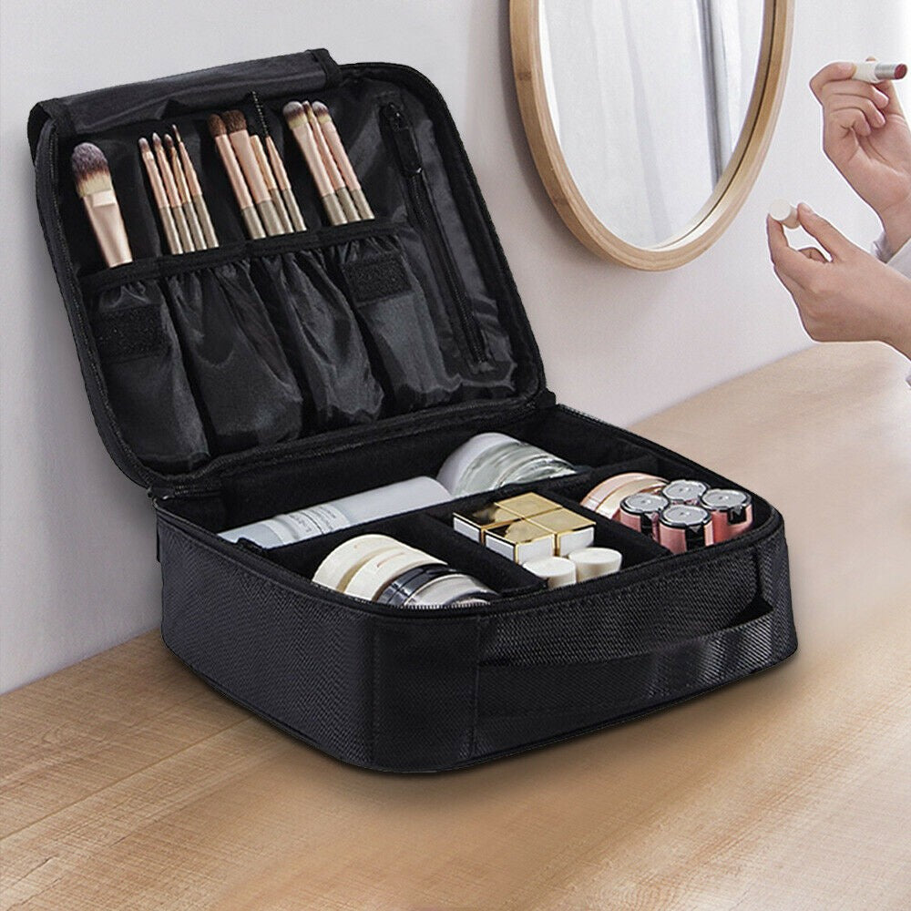 Travel Makeup Train Case Cosmetic Organizer with Waterproof Oxford Cloth