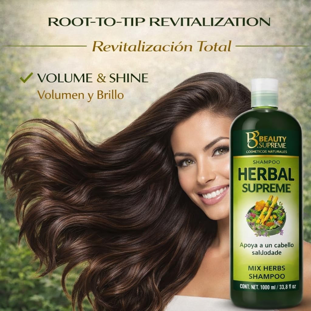 Herbal Shampoo 1000ml Natural Hair Care with Aloe Nettle & Tepezcohuite