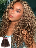 Indian Ombre Highlight Human Hair Extensions Bundles - Curly Blonde Weaves