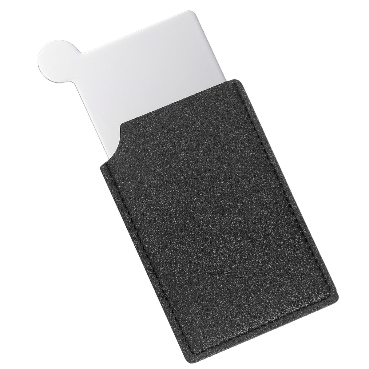Portable Pocket Mirror with Stainless Steel Frame and Leather Cover